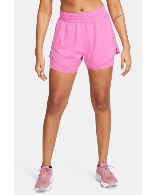 Nike Pink One Dri-Fit High-Waisted 3-Inch 2-In-1 Shorts