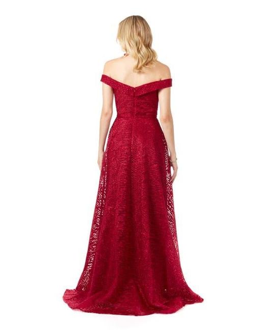 LARA New York Red Off Shoulder Ballgown