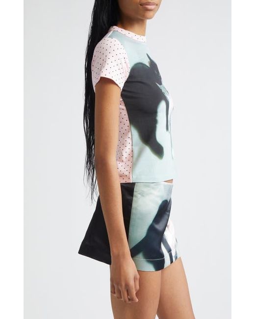 Ashley Williams Kitten Trio Polka Dot Baby Tee in Gray | Lyst
