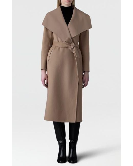 Mackage Natural Mai Wool Long Wrap Coat