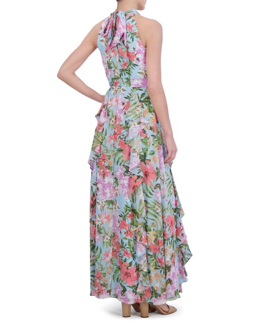 Eliza J White Floral Ruffle Detail Maxi Dress