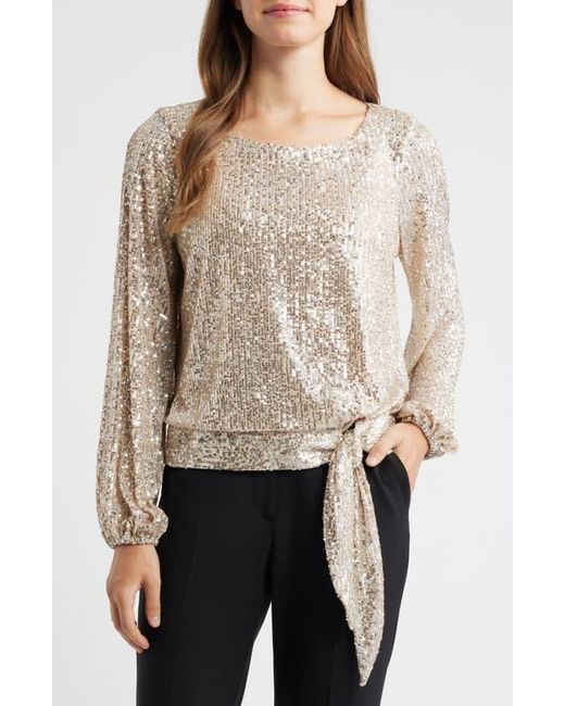 Tahari Natural Sequin Top