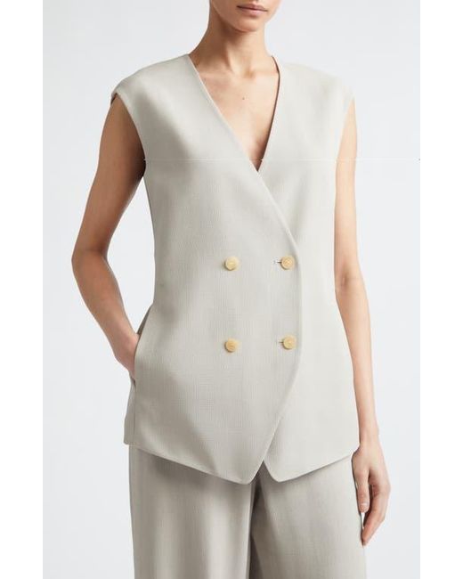 Lafayette 148 New York Women's Natural Grid Plaid Crepe Double Breasted Vest