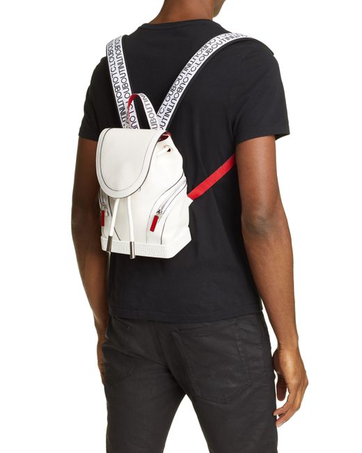 Christian Louboutin White Small Explorafunk Empire Leather Backpack for men