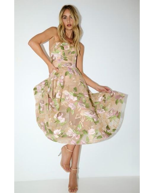 HELSI Noemi Embroidered Floral Strapless Cocktail Dress in Natural | Lyst