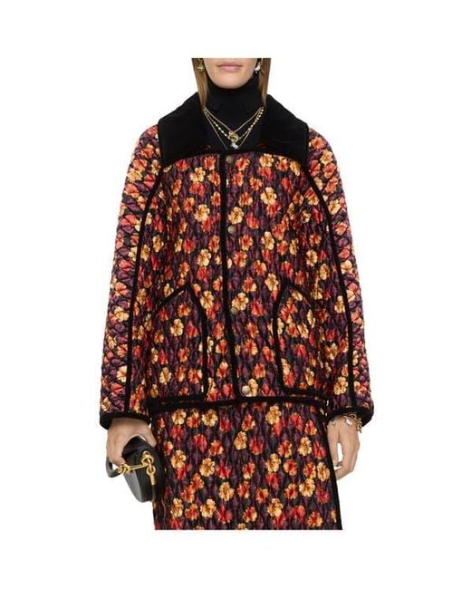 Burberry Red Geranium Leaf Quilted Nylon Floriston Jacket