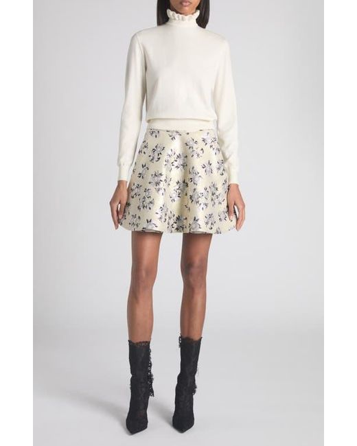 Alexander McQueen White Ruffle Collar Wool Blend Sweater