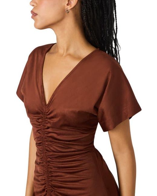 Steve Madden Red Aimee Ruched Short Sleeve Dress