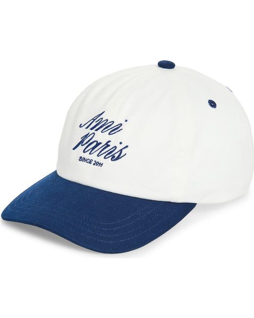 AMI Blue Bicolor Logo Embroidered Adjustable Baseball Cap for men