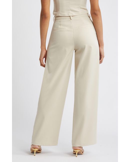 Something New Natural Pleated Wide Leg Pants