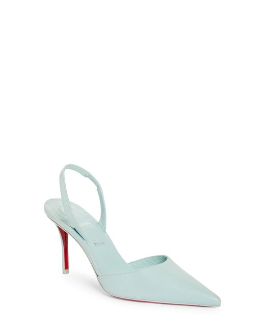 Christian Louboutin Green Apostropha Pointed Toe Slingback Pump
