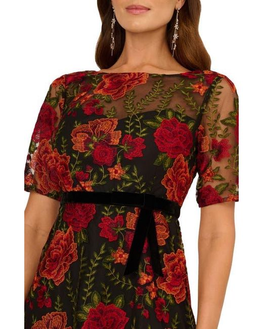 Adrianna Papell Floral Embroidered Cocktail Dress | Lyst