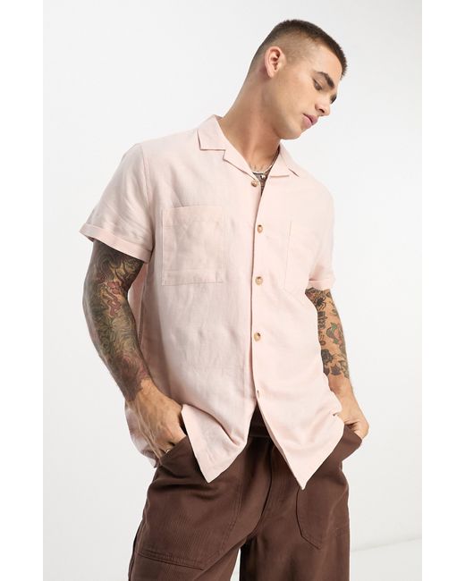 ASOS Relaxed Fit Short Sleeve Linen & Cotton Buttonup Camp Shirt in
