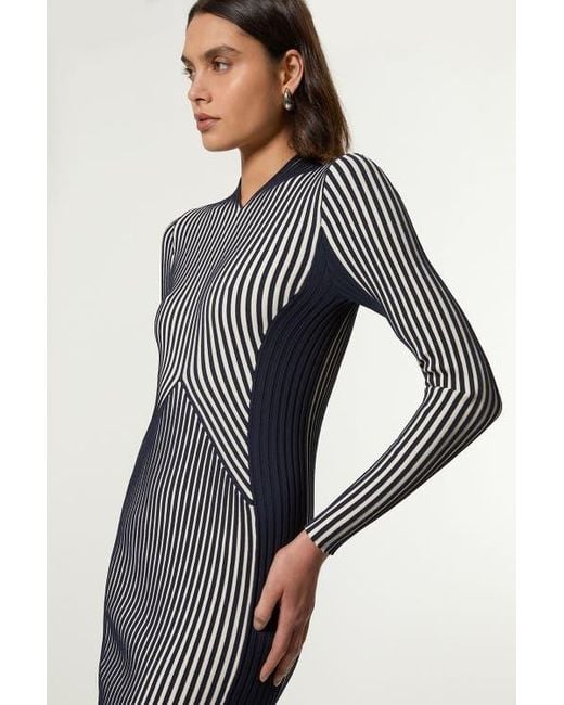 Karen Millen Petite Fitted Long Sleeve Midi Dress in Gray | Lyst