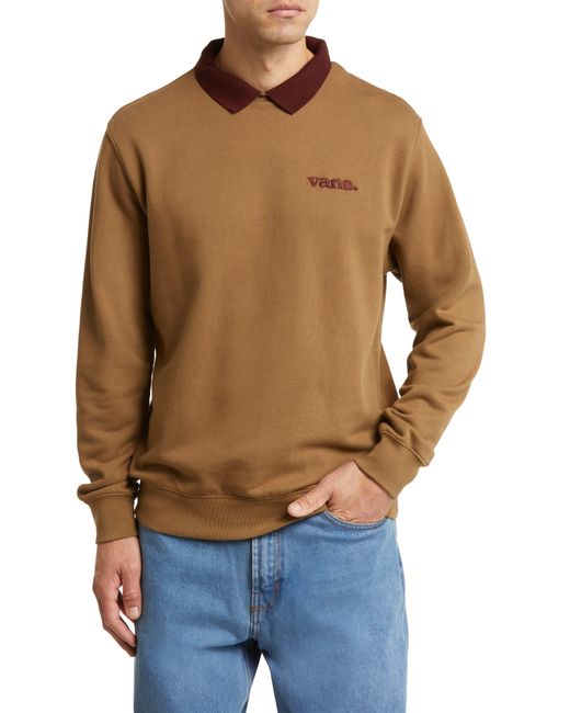 Vans Brown Spread Collar Cotton Blend Sweatshirt for men