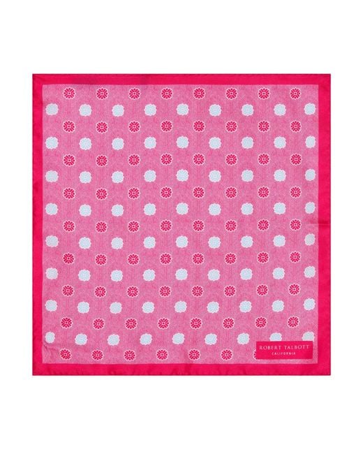 Robert Talbott Pink York Geo Herringbone Pocket Square for men