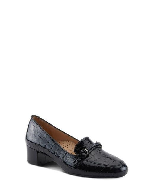 Spring Step Black Enda Croc Embossed Heel Loafer