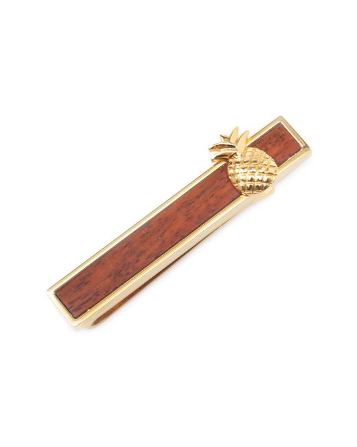 Cufflinks Inc. Metallic Pineapple Wood Inlay Tie Bar for men