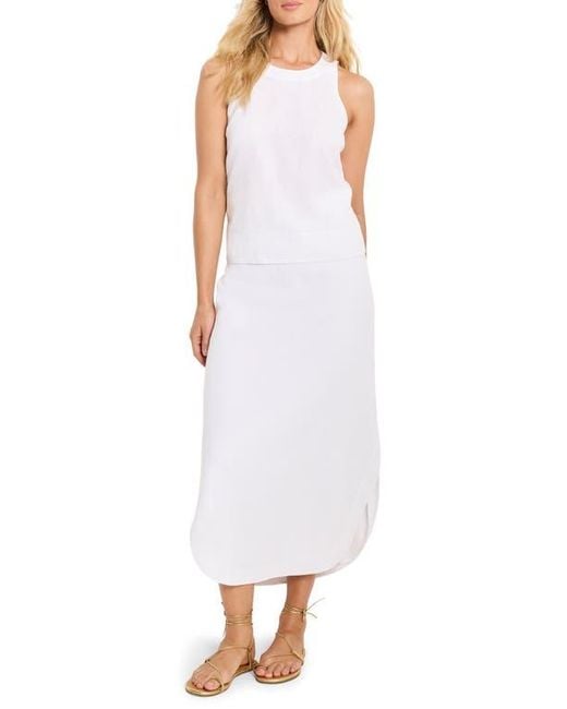 NIC+ZOE White Rumba Linen Blend Curved Hem Skirt