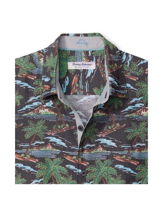 Tommy Bahama Gray Coastal Ease Isle Be There Islandzone Short Sleeve Button-Up Shirt for men