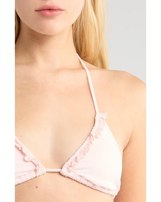 PacSun Natural Sakura Ruffle Triangle Bikini Top