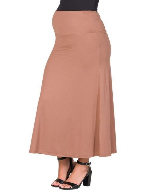 24seven Comfort Apparel Pink Maternity Elastic Waist Maxi Skirt