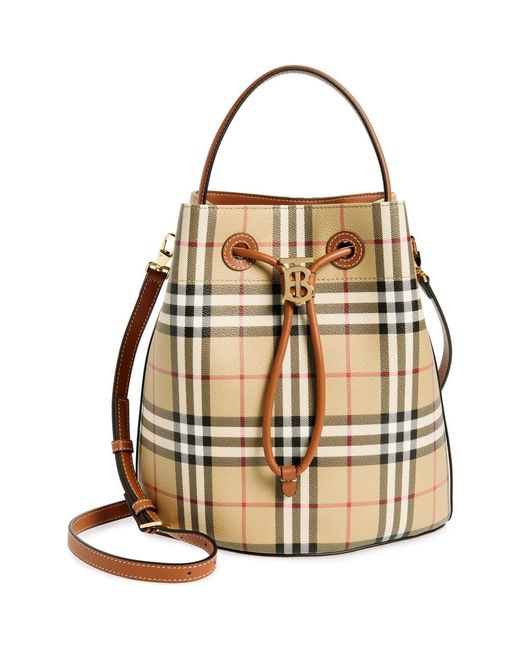 Burberry Black Small Check Coated Canvas Bucket Bag
