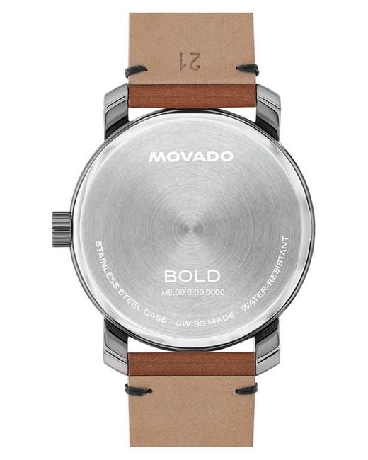 Movado Gray Bold Access Leather Strap Watch, 41Mm for men