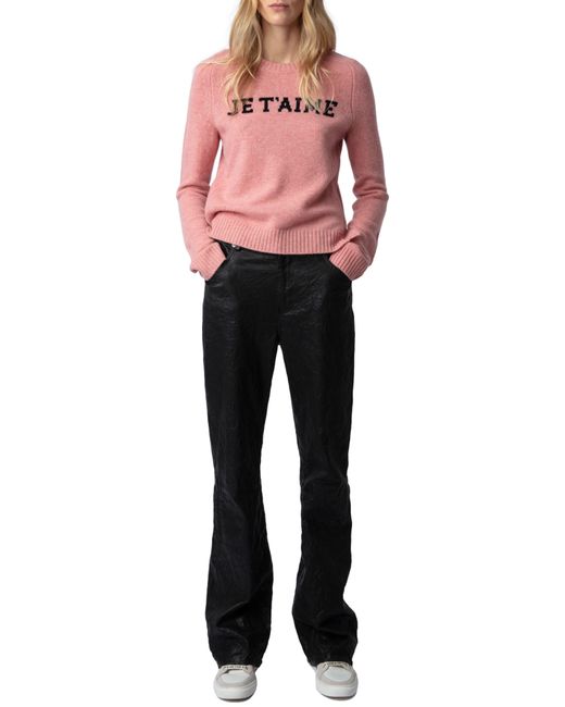 Zadig & Voltaire Pink Lili Je T'aime Cashmere Sweater
