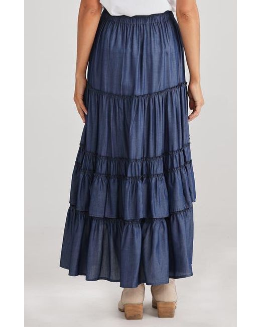Talisman the Label Blue Sassy Tiered Ruffle High-Low Skirt
