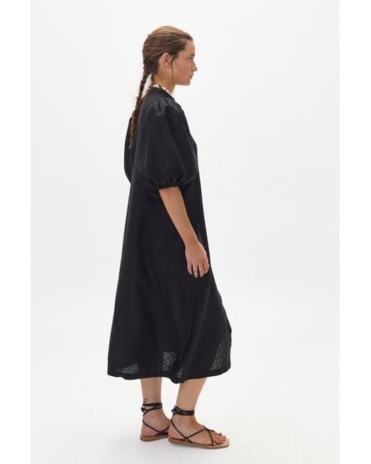 Lanhtropy Blue Bubble Linen Dress