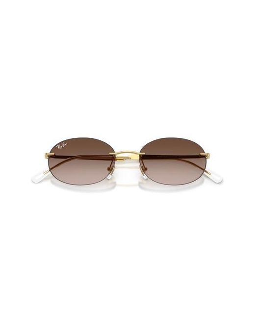 Ray-Ban Brown 54Mm Gradient Rimless Oval Sunglasses