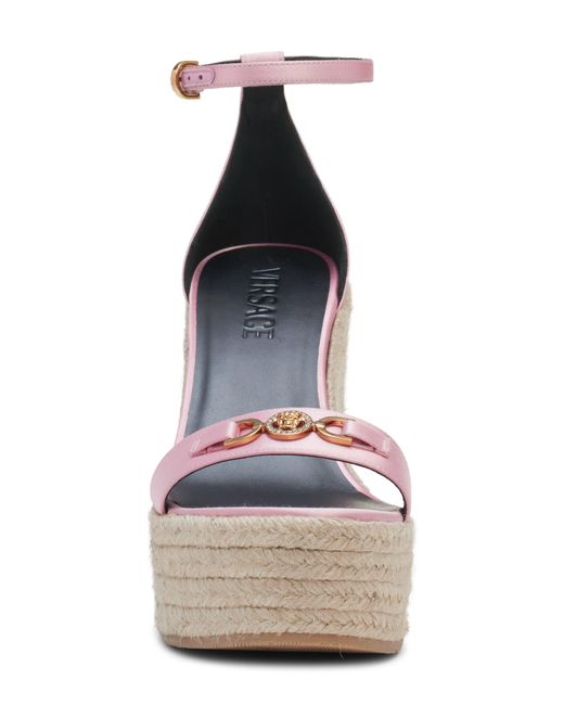Versace Pink Medusa '95 Espadrille Platform Wedge Sandal