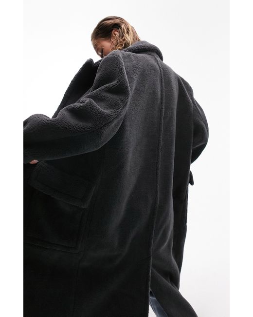 Faux Fur Longline Coat in Black Lyst