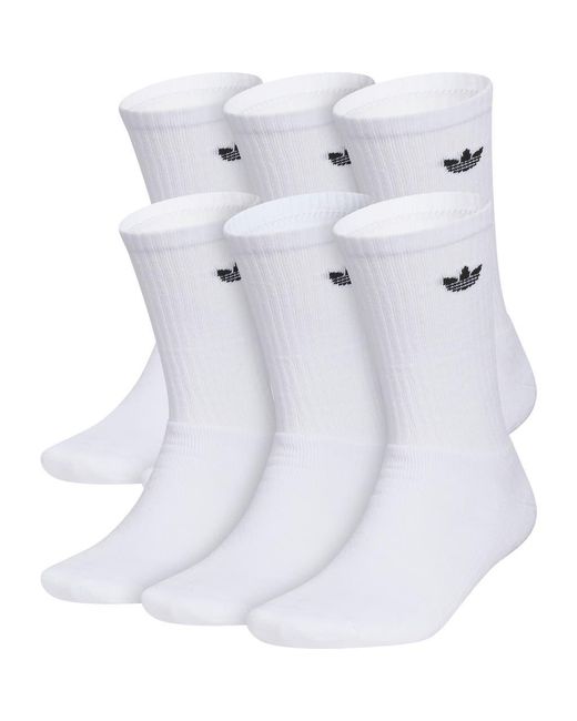 Adidas White 6-Pack Trefoil Performance Crew Socks