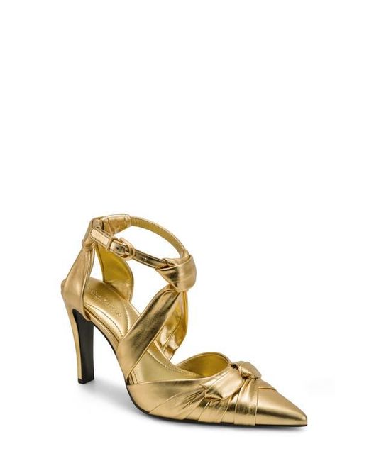Donna Karan Metallic Phia Ankle Strap Pointed Toe Pump