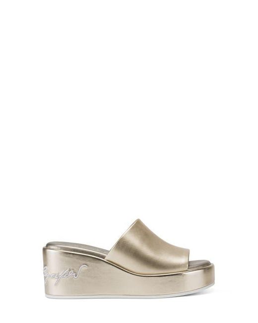 Karl Lagerfeld White Calvina Platform Wedge Sandal