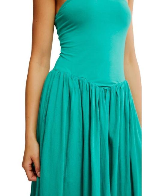 Free People Green Onda Strapless Midi Dress