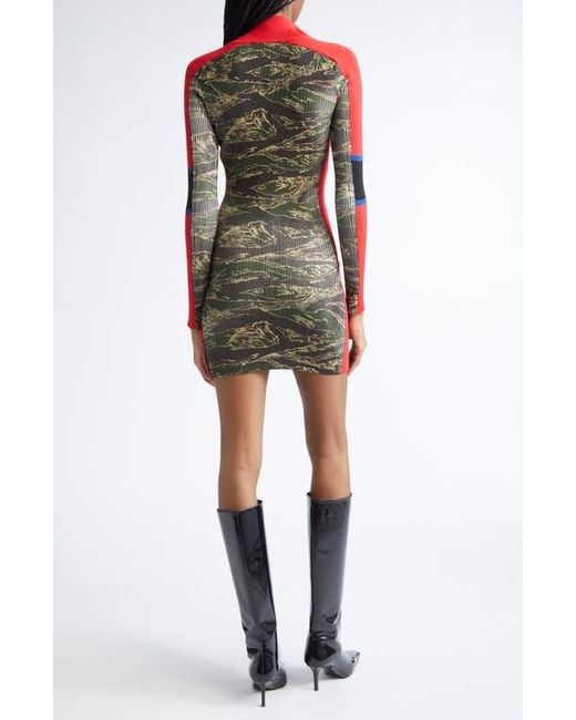 DIESEL Multicolor M-Camok Long Sleeve Rib Minidress