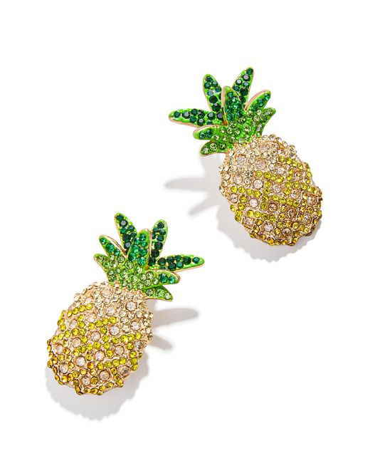 BaubleBar Green Pineapple Pavé Statement Earrings