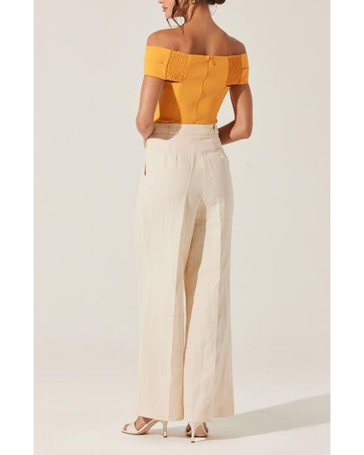 Astr Orange Cathering Off The Shoulder Top