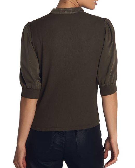Bella Dahl Black Mixed Media Elbow Sleeve Popover Top