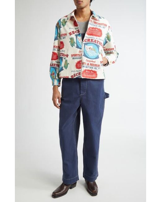 Bode Blue Knolly Brook Cotton Twill Overalls for men