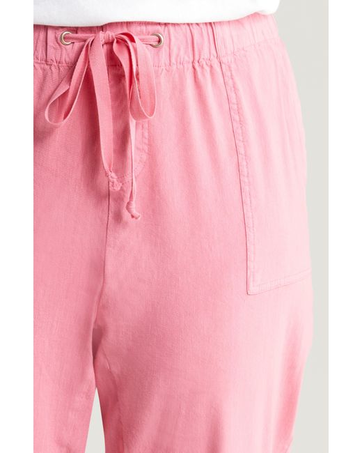 Kut From The Kloth Pink Rosalie Drawstring Ankle Linen Blend Pants