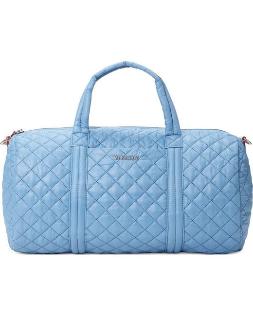MZ Wallace Blue Morgan Quilted Nylon Duffle Bag