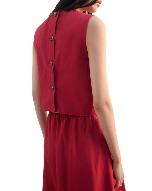 Mango Red Back Button Crop Top