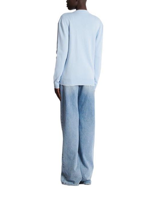 Balmain Blue Emblème-Embroidered Knit Cardigan