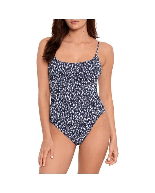 Polo Ralph Lauren Blue Kennedy Smocked One-Piece Swimsuit