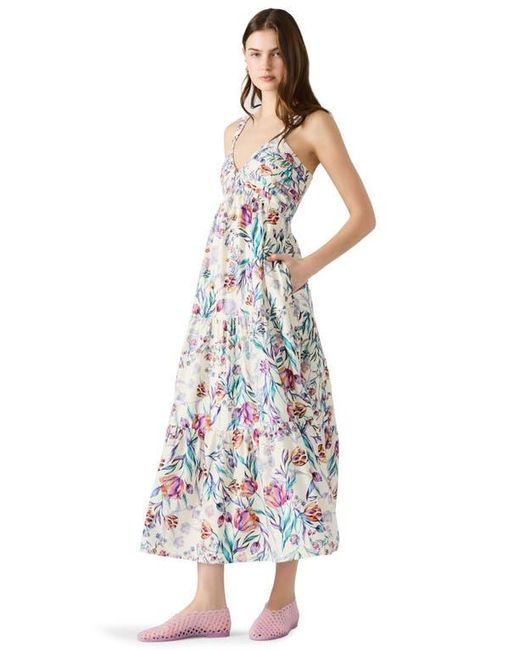 Steve Madden White Eliora Floral Tiered Cotton Sundress