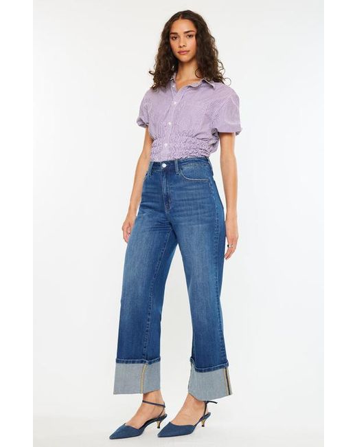 Kancan Blue Delia Essentials High Rise Crop Wide Leg Jeans